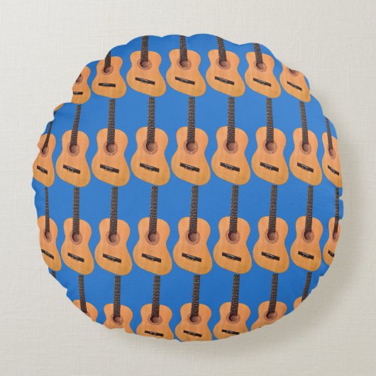 アコースティックギターパターン ラウンドクッション (正面)