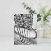 アコースティックギターパースペクティブ弦白黒 ポストカード (スタンド正面)