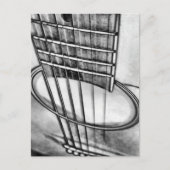 アコースティックギターパースペクティブ弦白黒 ポストカード (正面)