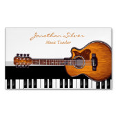アコースティックギターピアノ鍵音楽先生 マグネット名刺 (正面)