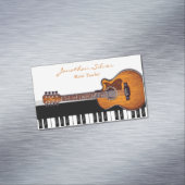 アコースティックギターピアノ鍵音楽先生 マグネット名刺 (インサイチュ)