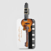 アコースティックギターピアノ鍵音楽先生 ラゲッジタグ (正面縦)