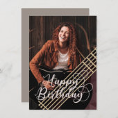 アコースティックギターフォト誕生日カード 招待状 (正面/裏面)