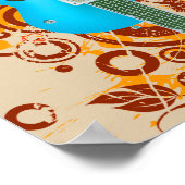 アコースティックギターフローラグランジヴィンテージ ポスター (角)