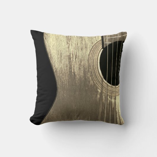 アコースティックギターブラック&ベージュミュージカル楽器 クッション (正面)