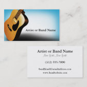 アコースティックギターブルーアーティストビジネスカード 名刺 (正面/裏面)