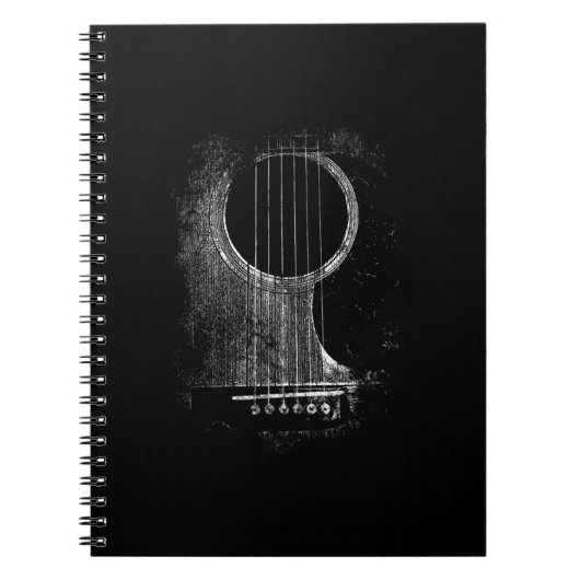 アコースティックギタープレイヤーシックスストリングロック転が& ノートブック (正面)