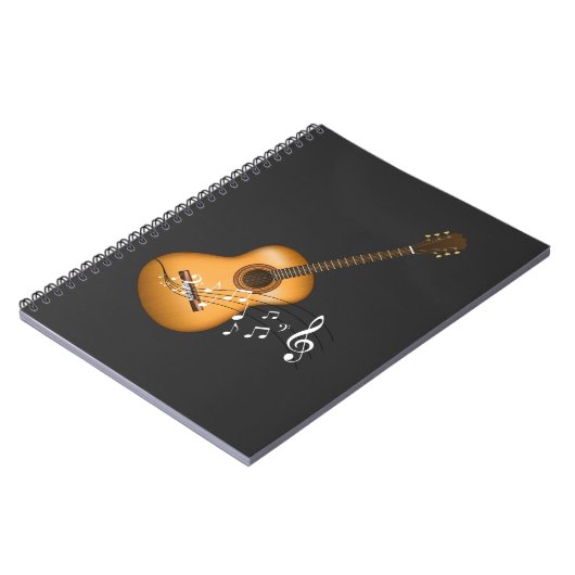 アコースティックギタープレーヤーミュージカルノートアートミュージシャン ノートブック (左側)