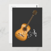 アコースティックギタープレーヤーミュージカルノートアートミュージシャン ポストカード (正面/裏面)