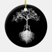 アコースティックギタープレーヤー自然ツリーミュージシャン音楽 セラミックオーナメント (裏面)