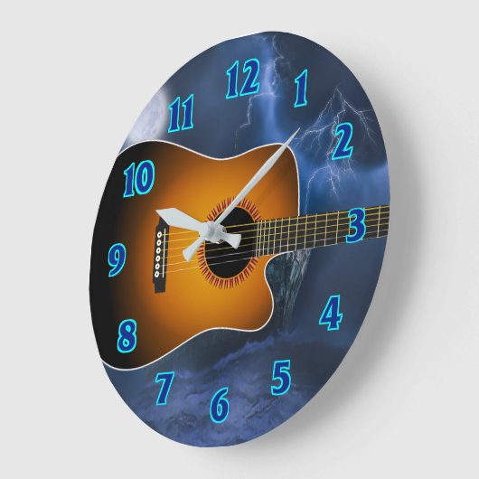 アコースティックギタープレーヤー ラージ壁時計 (傾斜)