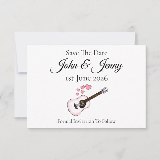 アコースティックギターミュージシャンウェディング日付を保存 (正面)