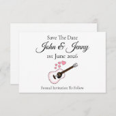 アコースティックギターミュージシャンウェディング日付を保存 (正面/裏面)