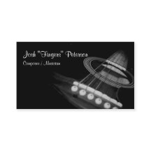 アコースティックギターミュージシャンブラックホワイトビジネスカード