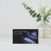 アコースティックギターミュージシャンブルービジネスカード 名刺 (スタンド正面)