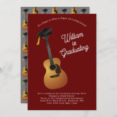 アコースティックギターミュージシャン卒業パーティー音楽 招待状 (正面/裏面)