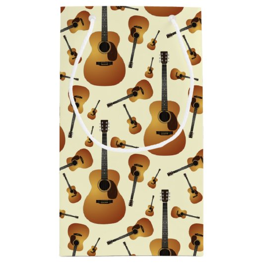 アコースティックギターミュージシャン音楽先生 スモールペーパーバッグ (裏面)