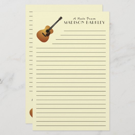 アコースティックギターミュージシャン音楽先生 便箋 (正面/裏面)