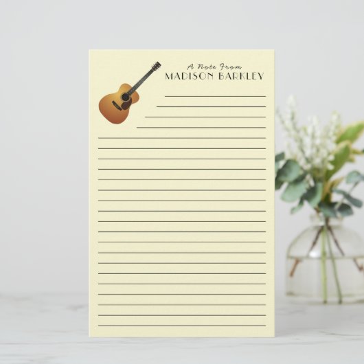 アコースティックギターミュージシャン音楽先生 便箋 (スタンド正面)