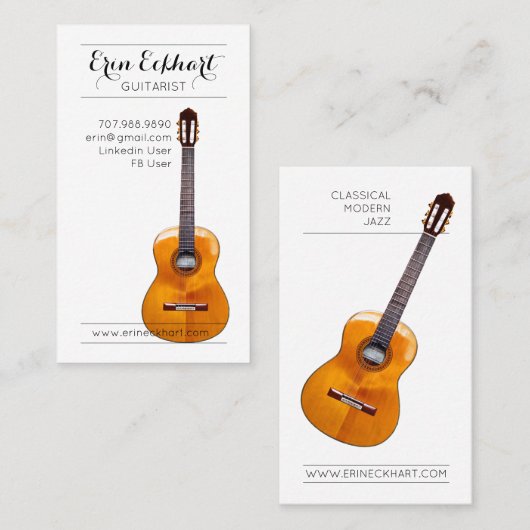 アコースティックギターミュージシャン 名刺 (正面/裏面)