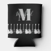 アコースティックギターモノクロアートモノグラム 缶クーラー (正面)