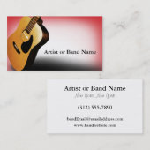 アコースティックギターレッドアーティストビジネスカード 名刺 (正面/裏面)