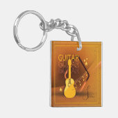 アコースティックギターワードと音楽アンバーID570 キーホルダー (正面左)