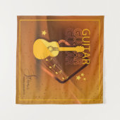 アコースティックギターワードと音楽アンバーID570 タペストリー (正面(横))