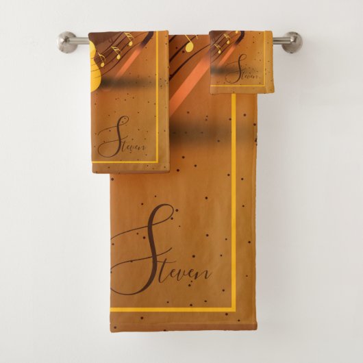 アコースティックギターワードと音楽アンバーID570 バスタオルセット (インサイチュ)