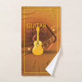 アコースティックギターワードと音楽アンバーID570 バスタオルセット (ハンドタオル)