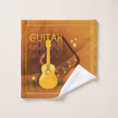 アコースティックギターワードと音楽アンバーID570 バスタオルセット (ウォッシュタオル)