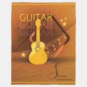 アコースティックギターワードと音楽アンバーID570 フリースブランケット (正面)