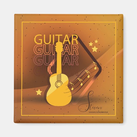 アコースティックギターワードと音楽アンバーID570 マグネット (正面)