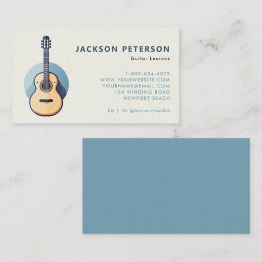 アコースティックギターヴィンテージレトロ音楽プロフェッショナル 名刺 (正面/裏面)