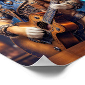 アコースティックギター付きステームパンクゴールデンレトリバー ポスター (角)