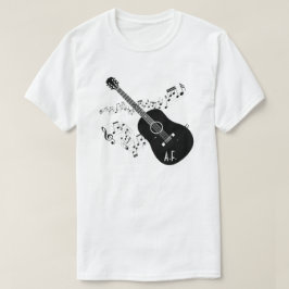 アコースティックギター及び音楽ノートのパーソナライズなギフト Tシャツ