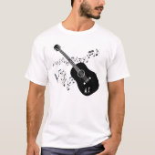 アコースティックギター及び音楽ノートのパーソナライズなギフト Tシャツ (正面)