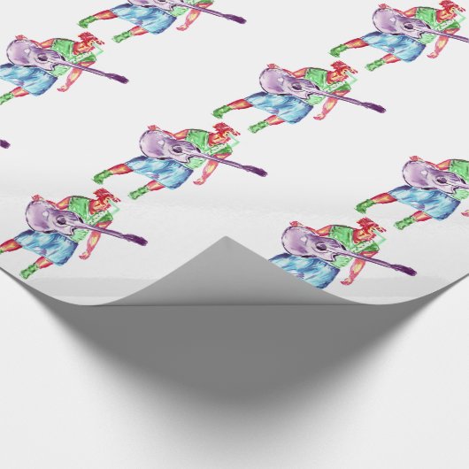 アコースティックギター奏者の女性歌手ミュージシャン ラッピングペーパー (角)