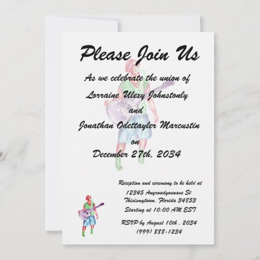 アコースティックギター奏者の女性歌手ミュージシャン 招待状 (正面)