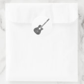 アコースティックギター形ワードアートブラック文字 ラウンドシール (バッグ)