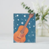 アコースティックギター星空のナイトブルー ポストカード (スタンド正面)