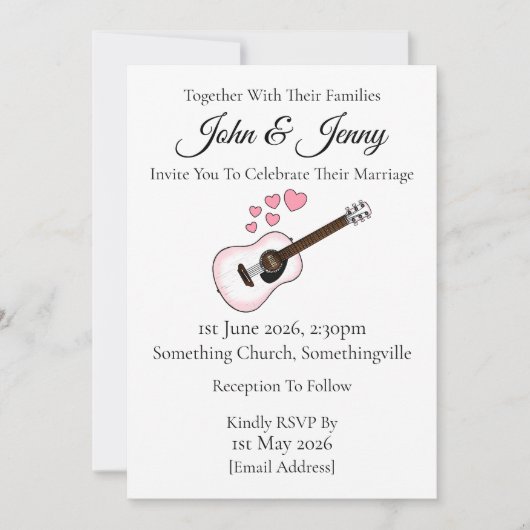 アコースティックギター結婚式招待状ミュージシャン 招待状 (正面)