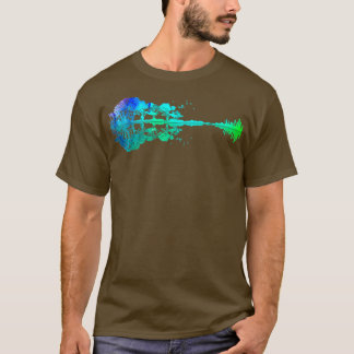 アコースティックギター自然フォレストミュージックバスギタリスト Tシャツ