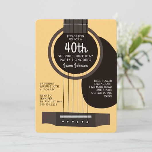 アコースティックギター誕生日パーティーへの招待 招待状 (スタンド正面)