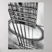 アコースティックギター透視文字列白黒 ポスター (正面)