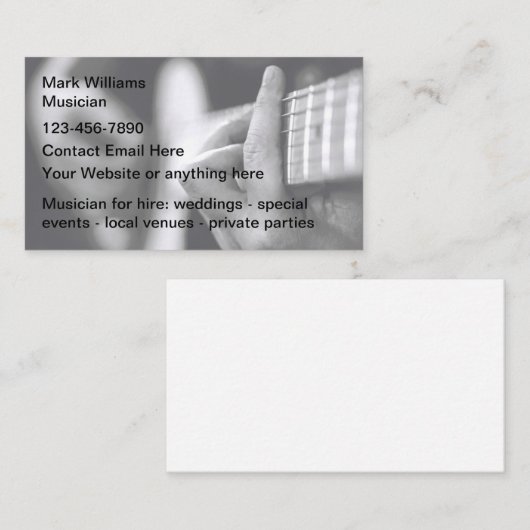 アコースティックギター音楽ミュージシャン名刺 名刺 (正面/裏面)