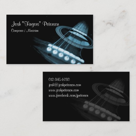 アコースティックギター音楽ミュージシャン 名刺 (正面/裏面)