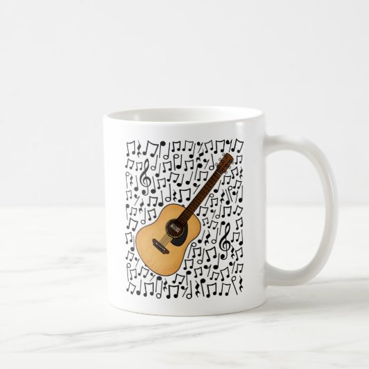 アコースティックギター音符ギタリストミュージシャン コーヒーマグカップ (右)