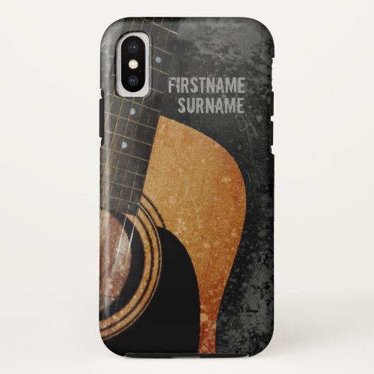 アコースティックギター グレーグランジ オーダーネーム Case-Mate iPhoneケース (裏面)
