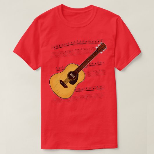 アコースティックギター・タブGuitarist楽譜記音楽 Tシャツ (デザイン正面)